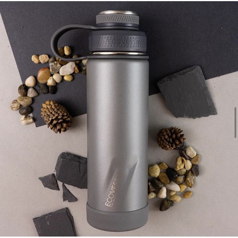 ECOVESSEL THE BOULDER - INSULATED WATER BOTTLE W/ STRAINER - 20 OZ