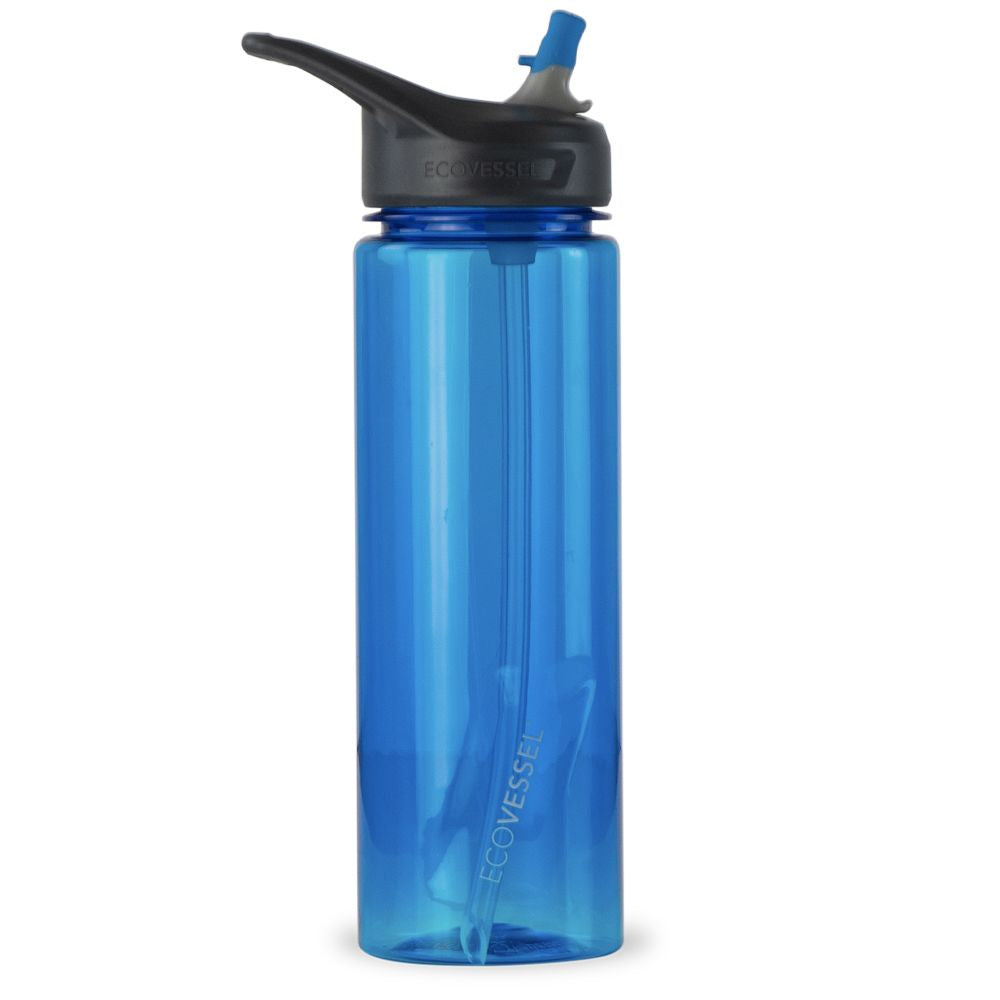 ECOVESSEL THE WAVE - BPA Free Plastic Sports Water Bottle With Straw - 24 oz | Water Bottles