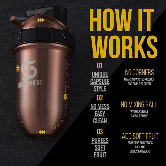 ShakeSphere Tumbler Double Wall Steel 700ml | Protein Shaker Bottle | Gym Bottle