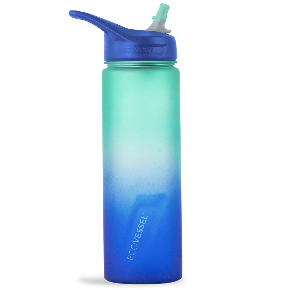 ECOVESSEL THE WAVE - BPA Free Plastic Sports Water Bottle With Straw - 24 oz | Water Bottles