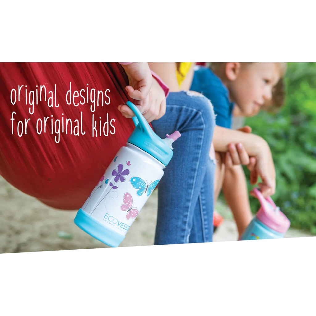 ECOVESSEL THE FROST - Insulated Stainless Steel Kids Water Bottle With Straw - 12 oz