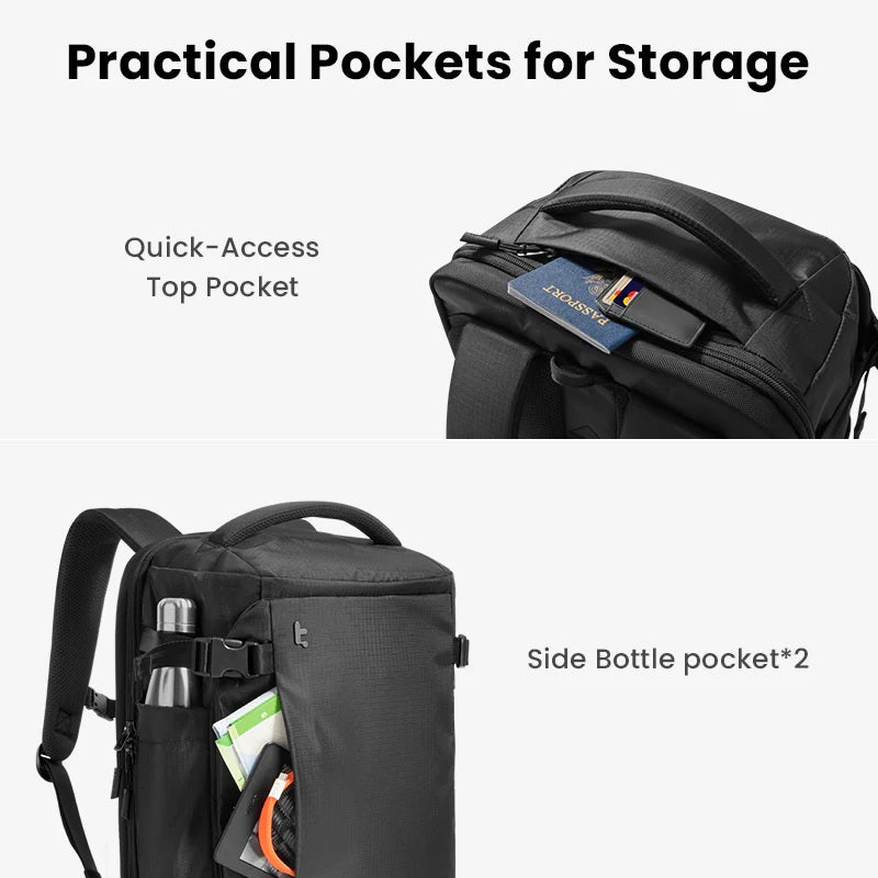 Tomtoc Navigator-T66 Liteway Travel Laptop Backpack 28L | 40L (Black)