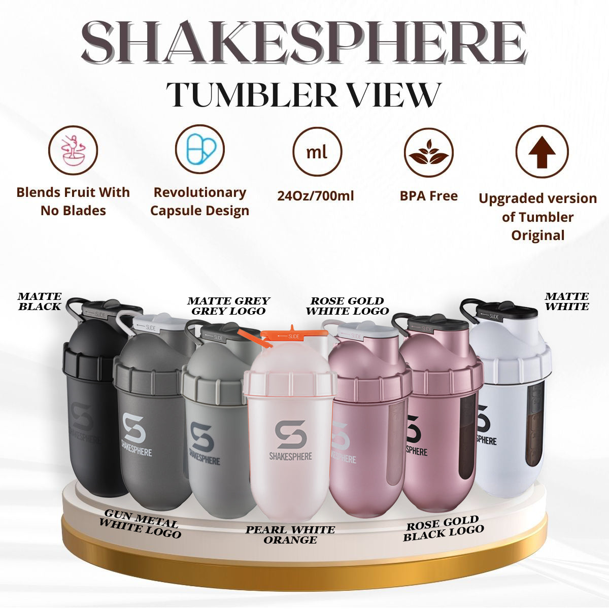 ShakeSphere Tumbler View 700ml | Protein Shaker Bottle | Gym Bottle