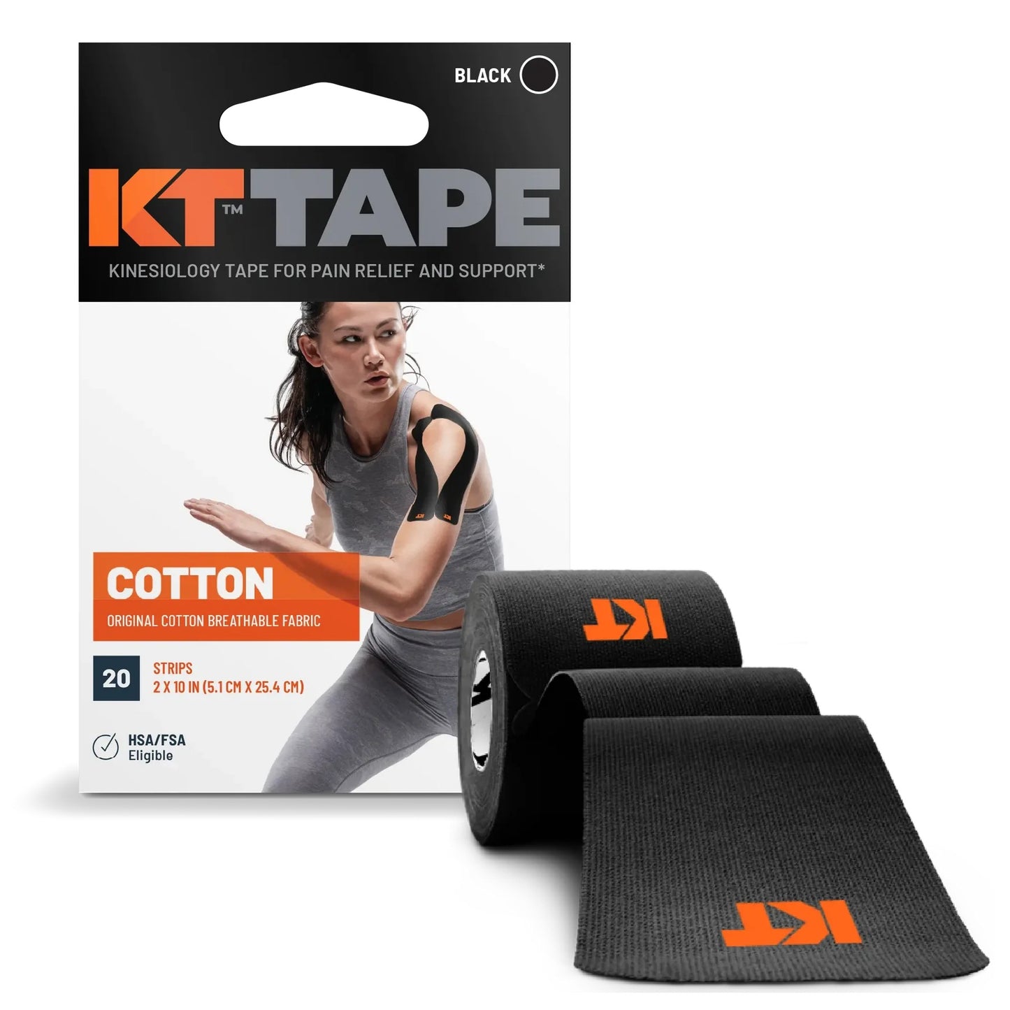 KT TAPE Original Cotton - 20 Pre-Cut Strips | Sports tape | Recovery tape | Muscle support