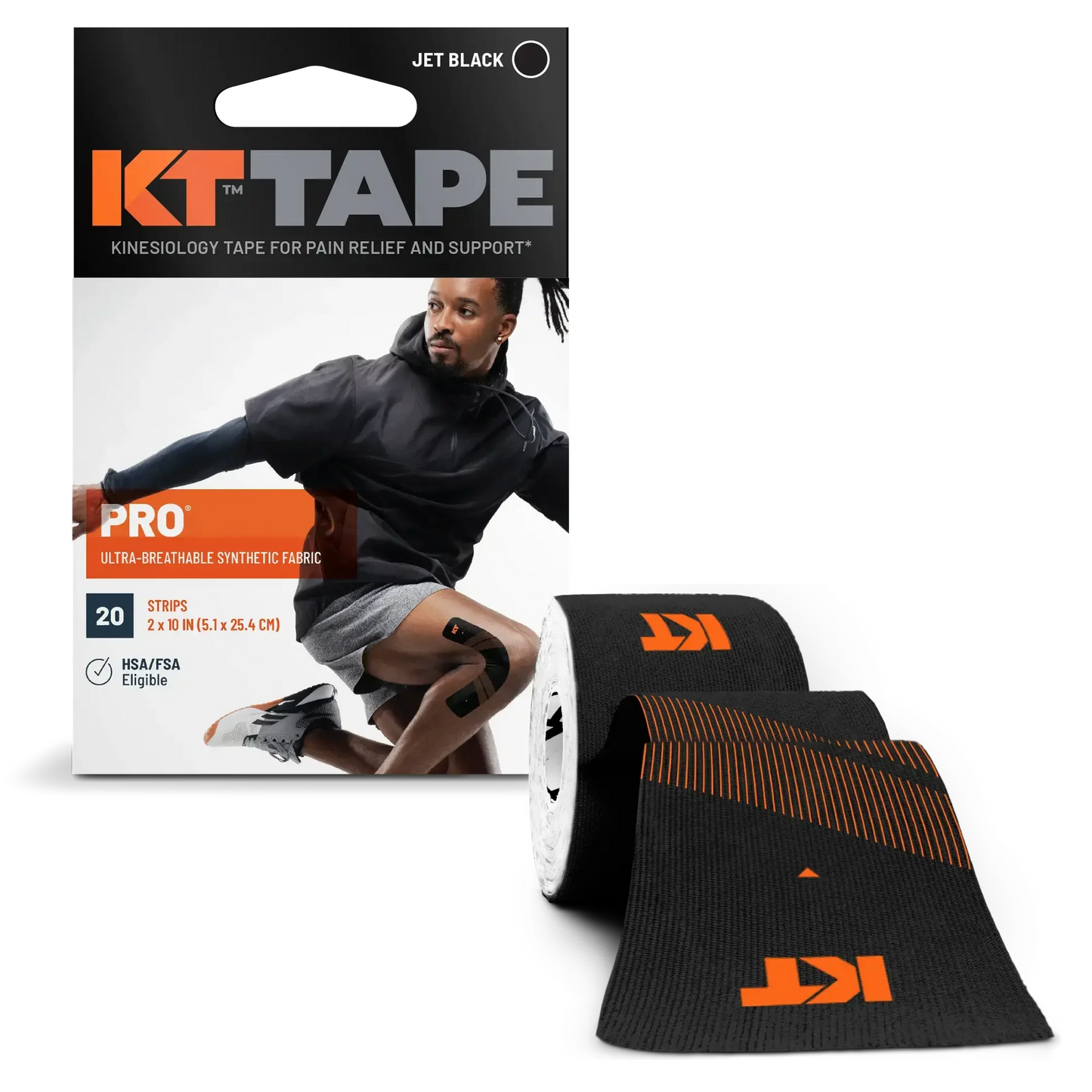 KT TAPE Pro - 20 Pre-Cut Strips | Sports tape | Recovery tape | Muscle support | Pain relief