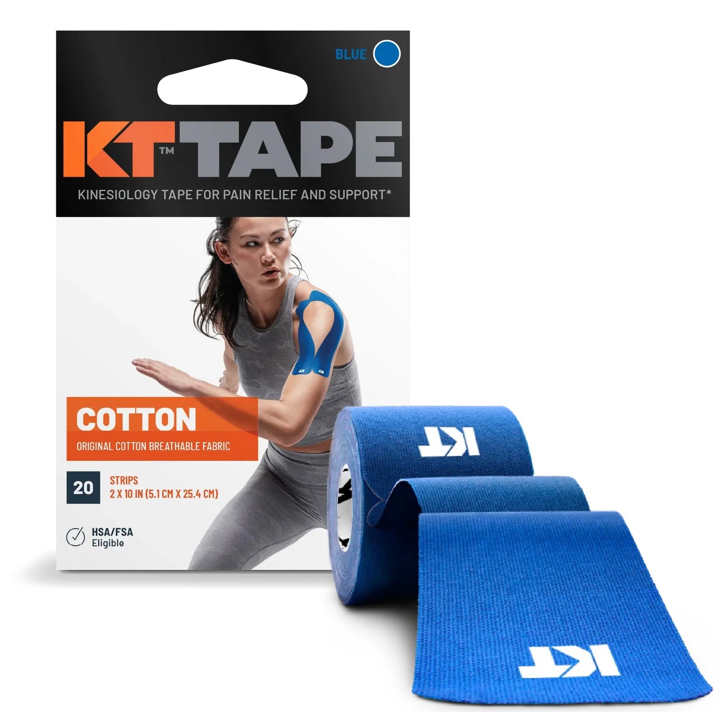 KT TAPE Original Cotton - 20 Pre-Cut Strips | Sports tape | Recovery tape | Muscle support