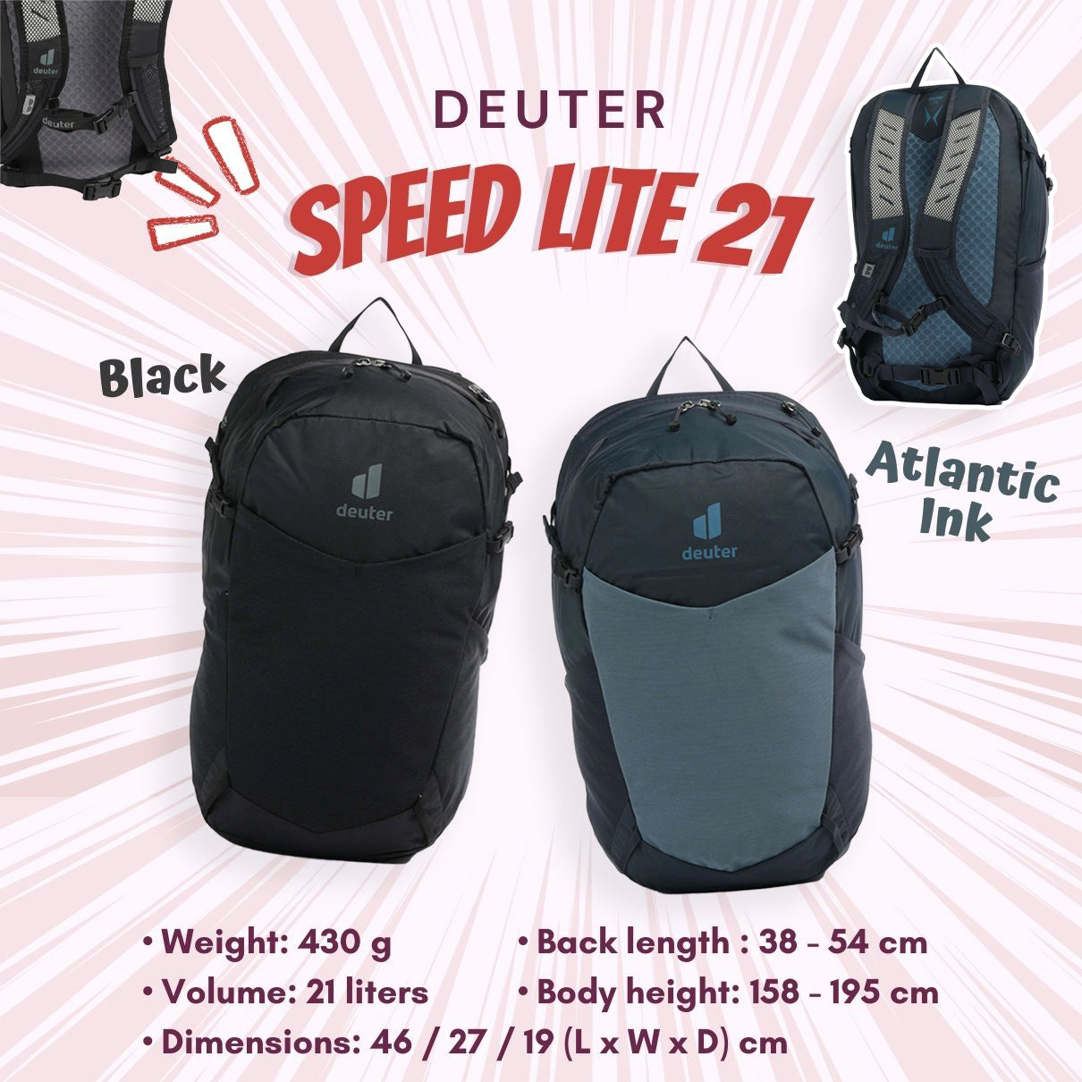 deuter 21 backpack DEUTER SPEED LITE 21 HIKING BACKPACK