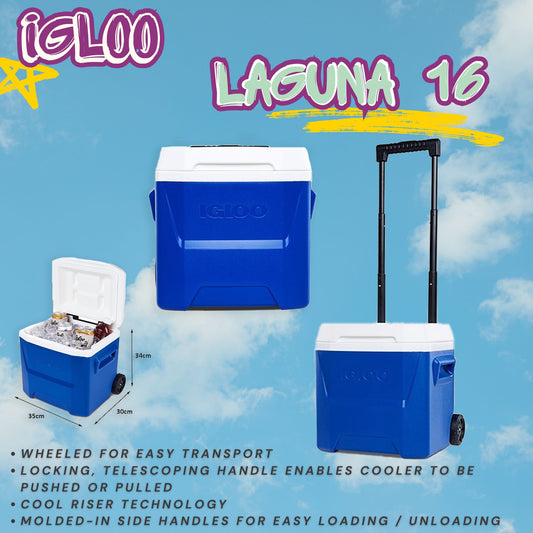 IGLOO LAGUNA 16 Qt Roller Cooler (Blue)