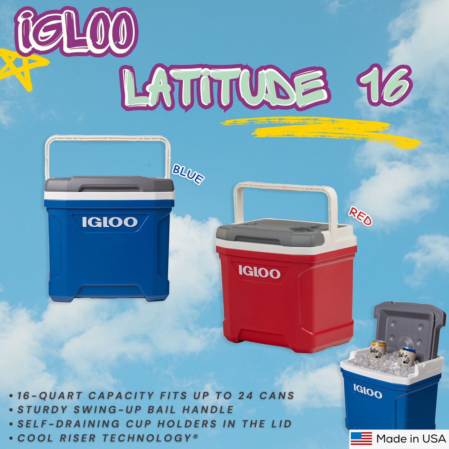 IGLOO Latitude 16 Qt Cooler Box