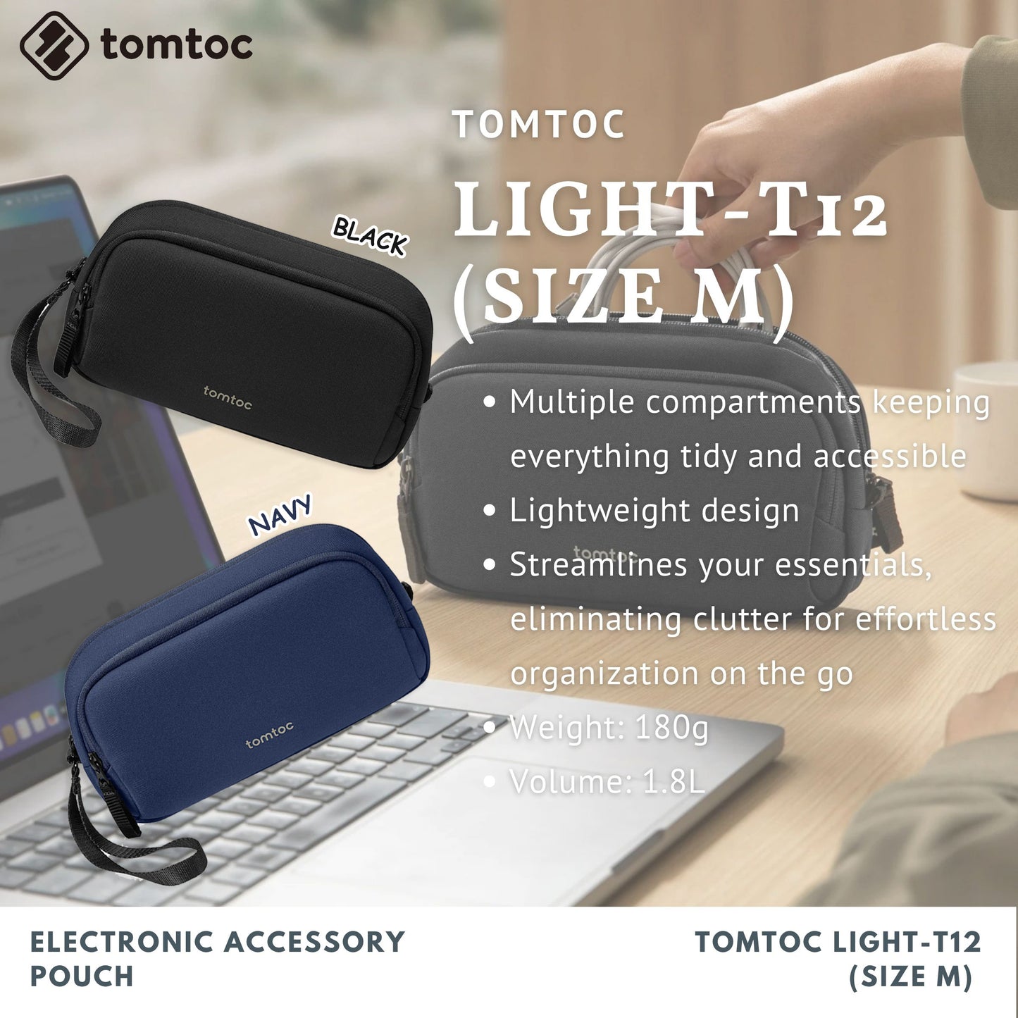 Tomtoc Light-T12 Electronic Accessory Pouch M