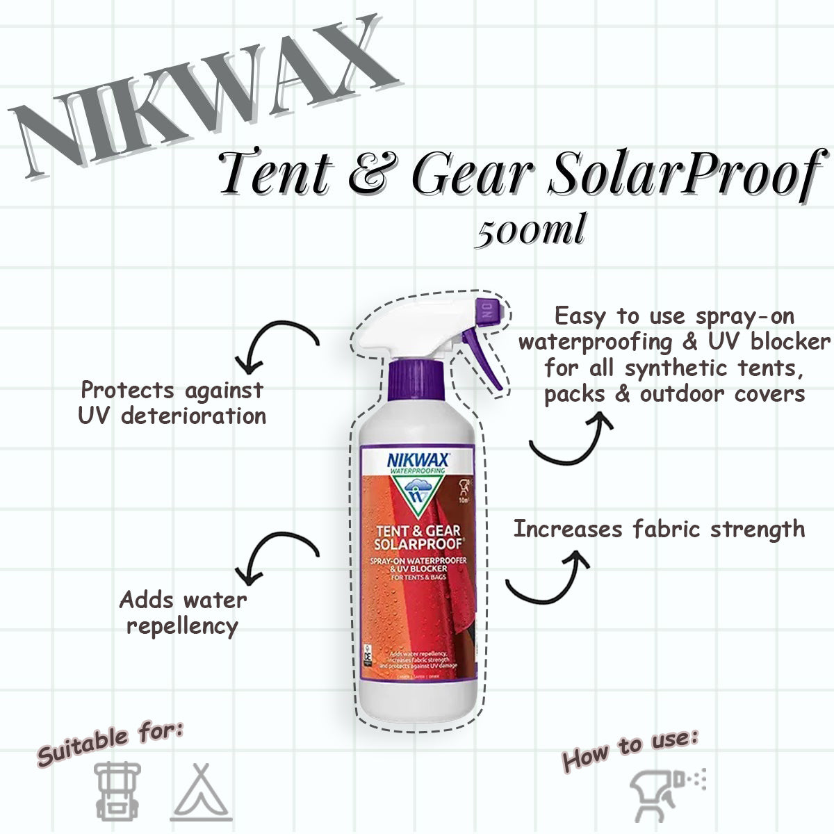 Nikwax Tent & Gear SolarProof (500ml) | Waterproof