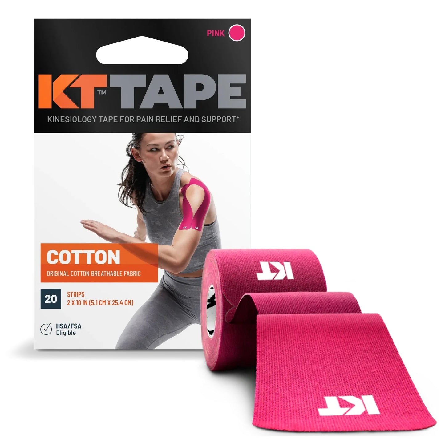 KT TAPE Original Cotton - 20 Pre-Cut Strips | Sports tape | Recovery tape | Muscle support