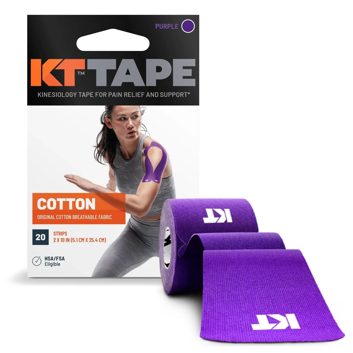 KT TAPE Original Cotton - 20 Pre-Cut Strips | Sports tape | Recovery tape | Muscle support