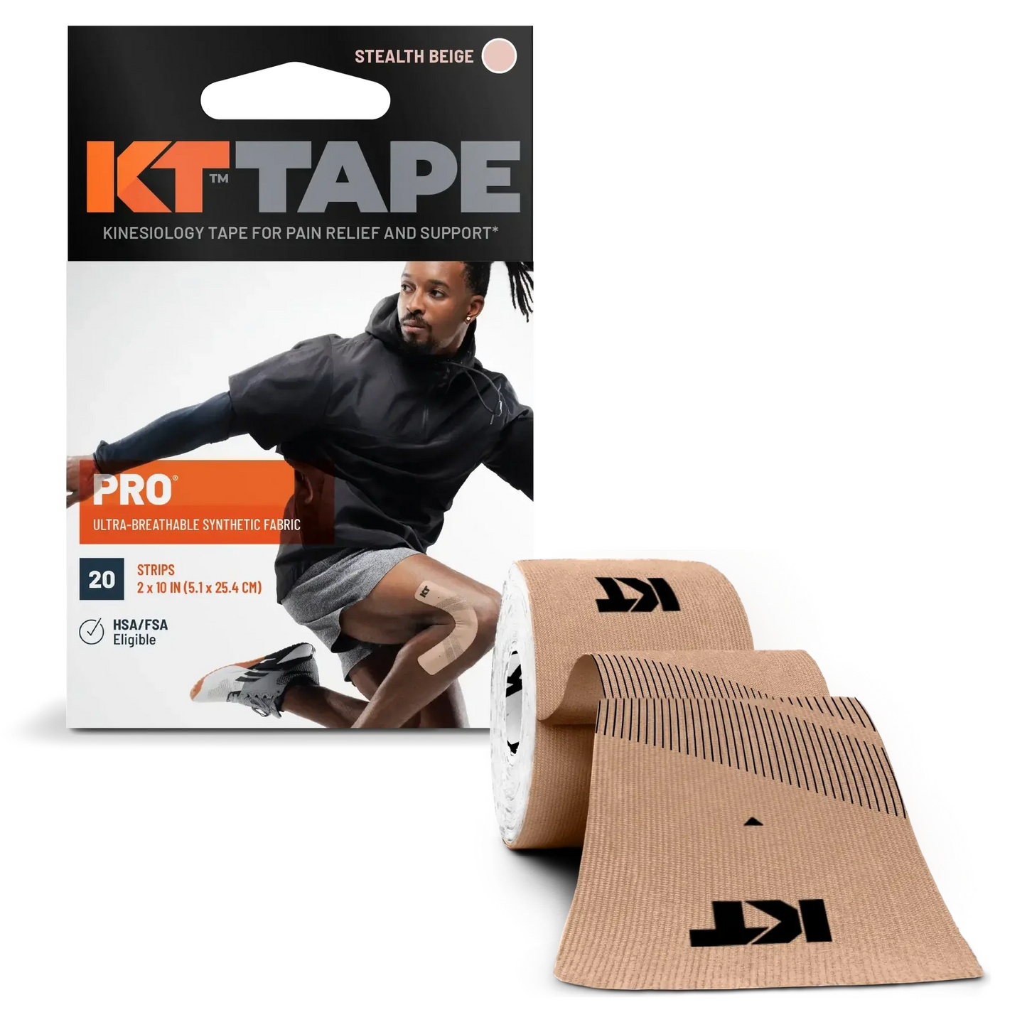 KT TAPE Pro - 20 Pre-Cut Strips | Sports tape | Recovery tape | Muscle support | Pain relief