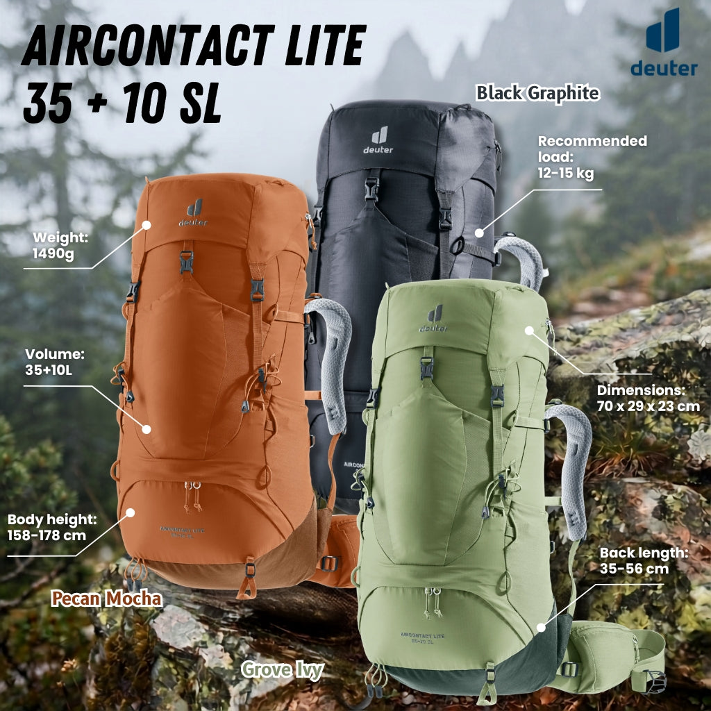Deuter Aircontact Lite 35 + 10 SL | Trekking Backpack (Black-Graphite)