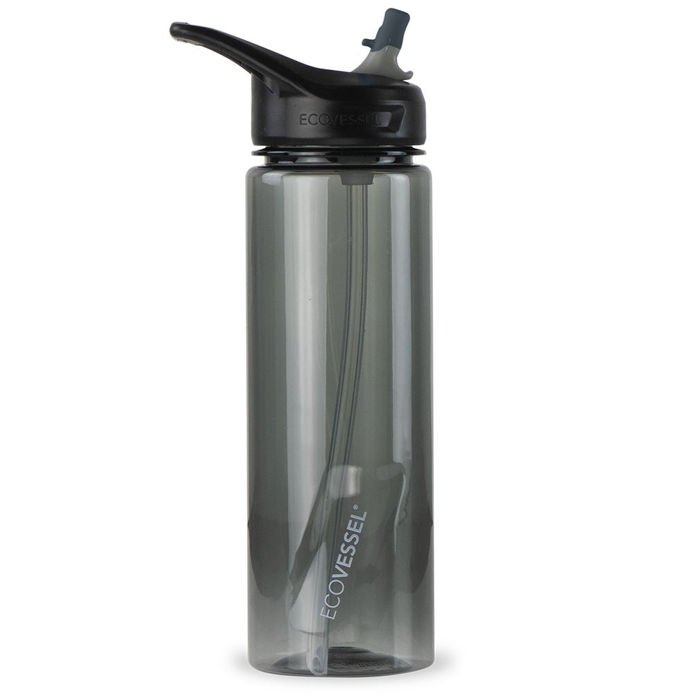 ECOVESSEL THE WAVE - BPA Free Plastic Sports Water Bottle With Straw - 24 oz | Water Bottles