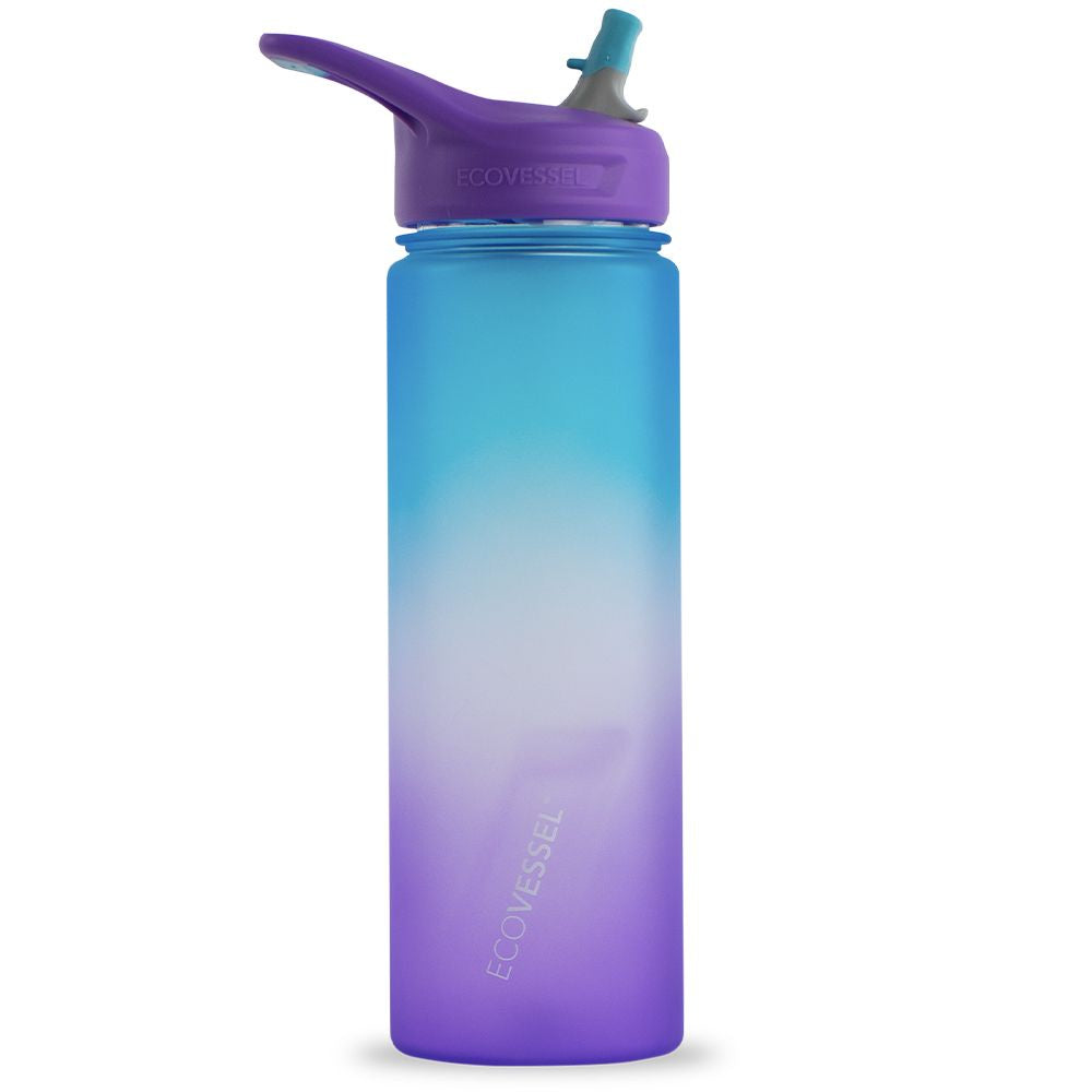 ECOVESSEL THE WAVE - BPA Free Plastic Sports Water Bottle With Straw - 24 oz | Water Bottles