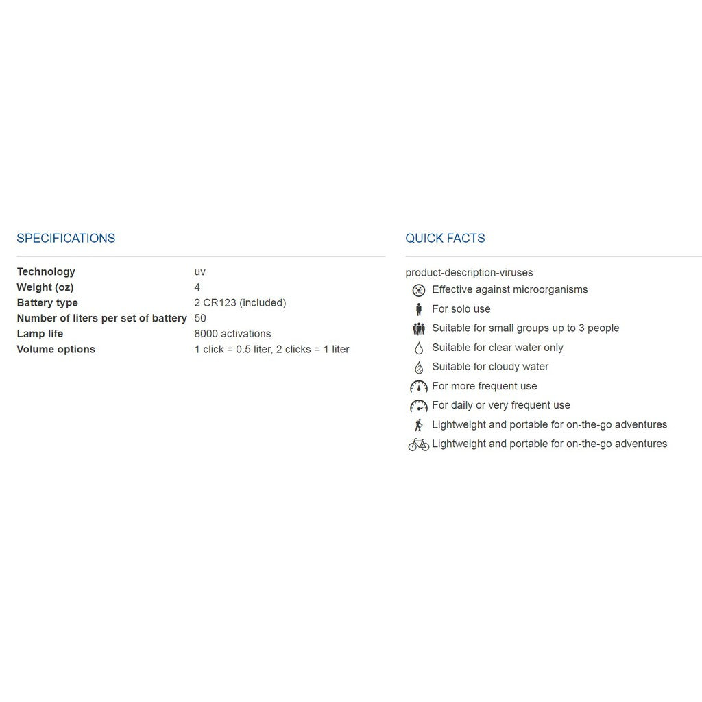 STERIPEN ADVENTURER OPTI UV WATER PURIFIER