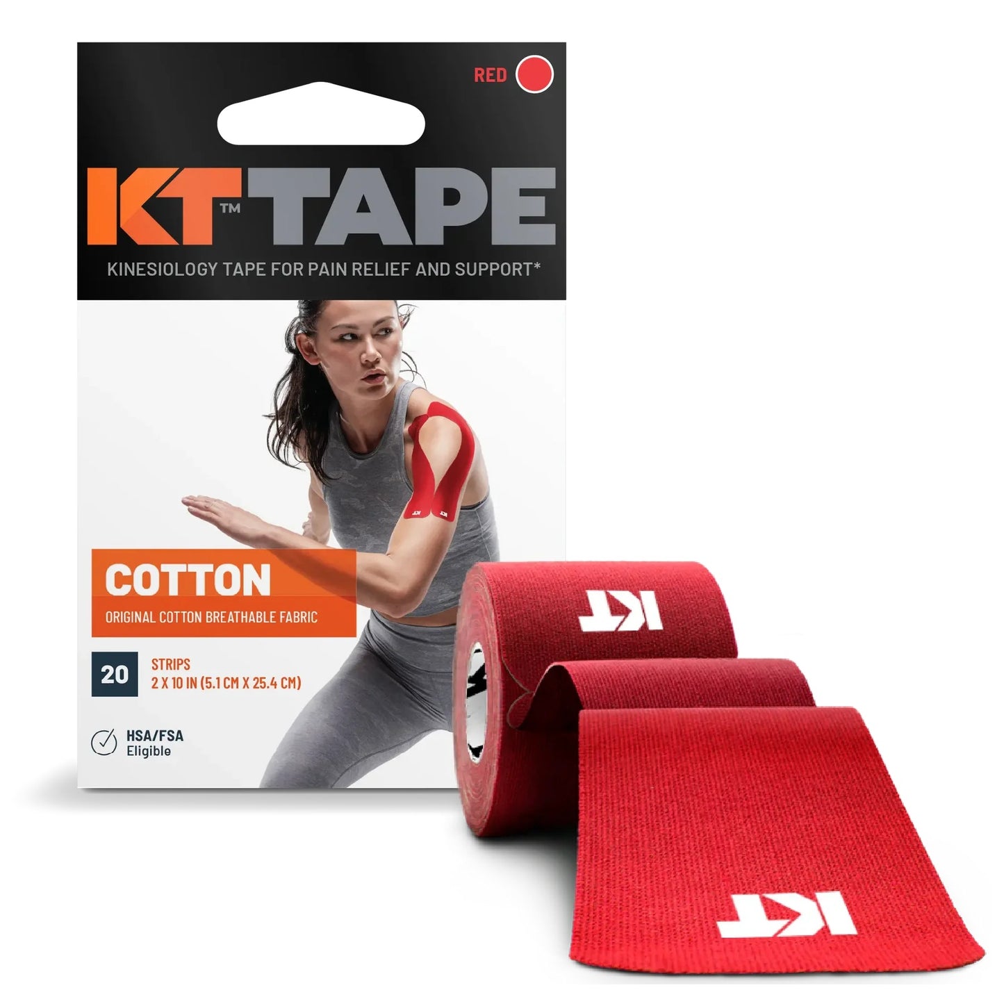 KT TAPE Original Cotton - 20 Pre-Cut Strips | Sports tape | Recovery tape | Muscle support