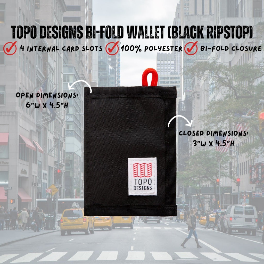 TOPO DESIGNS BI-FOLD WALLET (Black Ripstop)