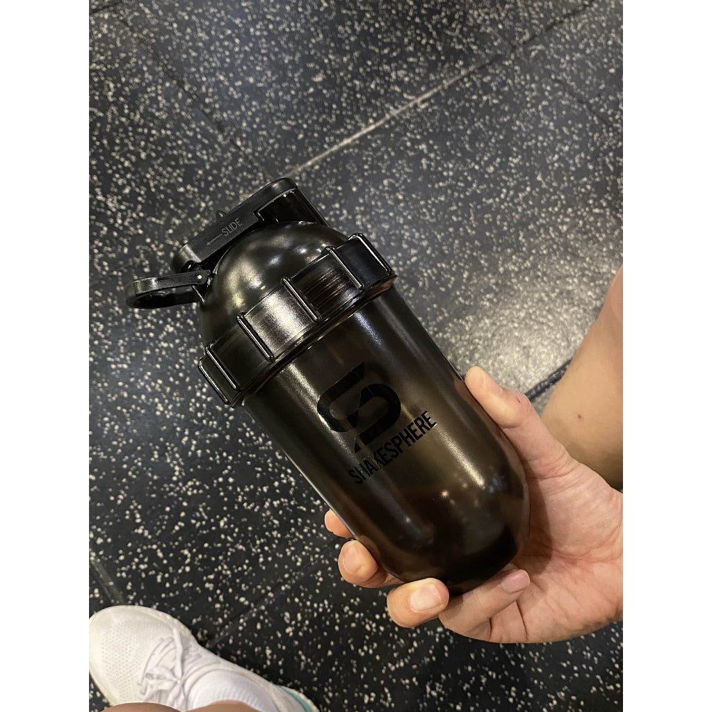 ShakeSphere Tritan Single Wall Shaker Clear Black 700ml | Protein Shaker Bottle | Gym Bottle