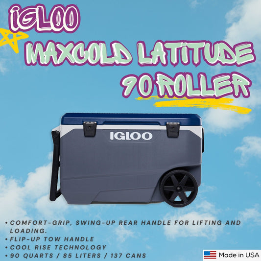 IGLOO Maxcold Latitude 90 Roller | 90 Quarts | 85 Liters | 137 Cans