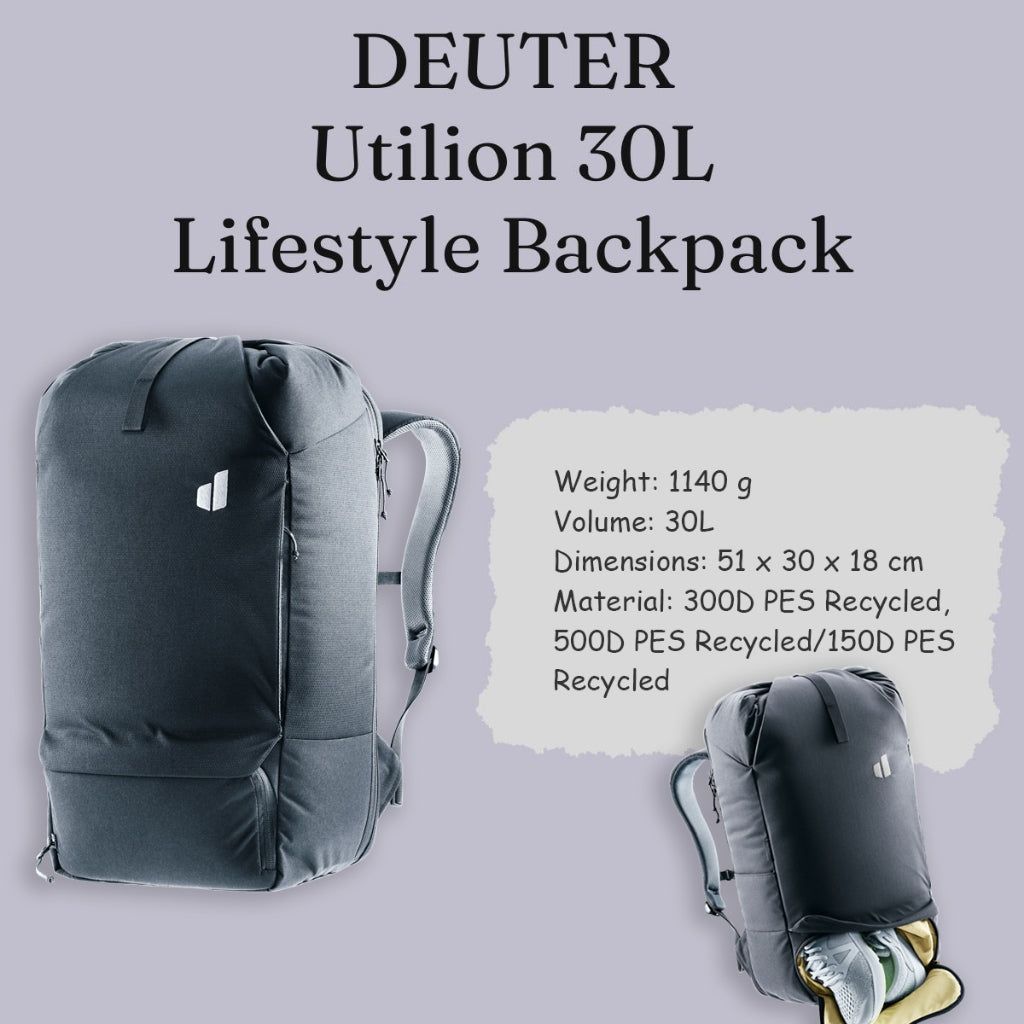 backpack 30l deuter Deuter Utilion 30L Lifestyle Backpack (Black) – ADVENTURE 21