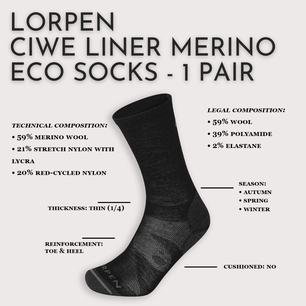 LORPEN CIWE LINER MERINO ECO SOCKS - 1 Pair