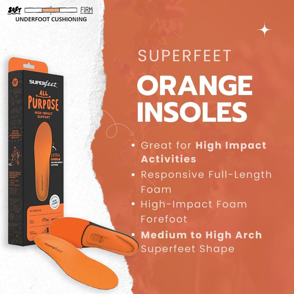 SUPERFEET ORANGE (TRIM-TO-FIT)(Great for High Impact Activities)