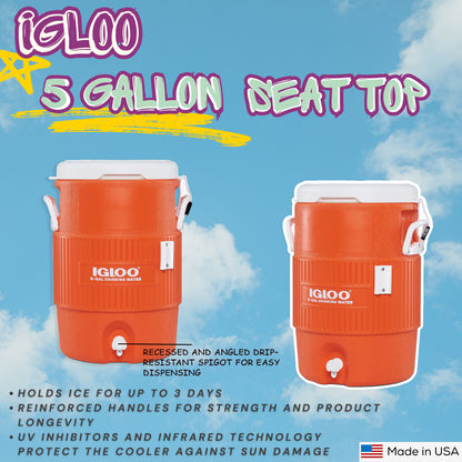 IGLOO 5 Gallon Seat Top Water Jug (Orange)