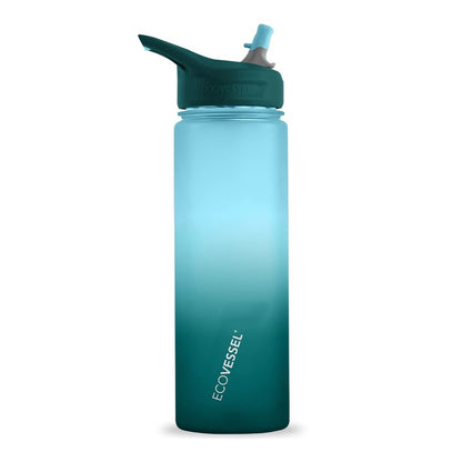 ECOVESSEL THE WAVE - BPA Free Plastic Sports Water Bottle With Straw - 24 oz | Water Bottles