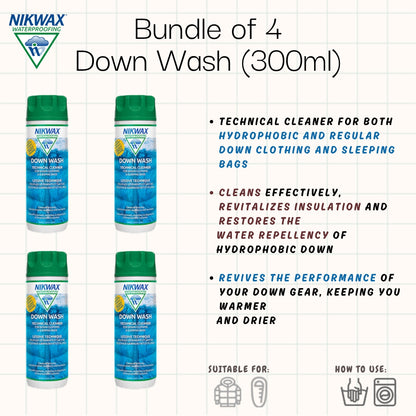 [Bundle of 4] Nikwax Down Wash 300ml | Detergent