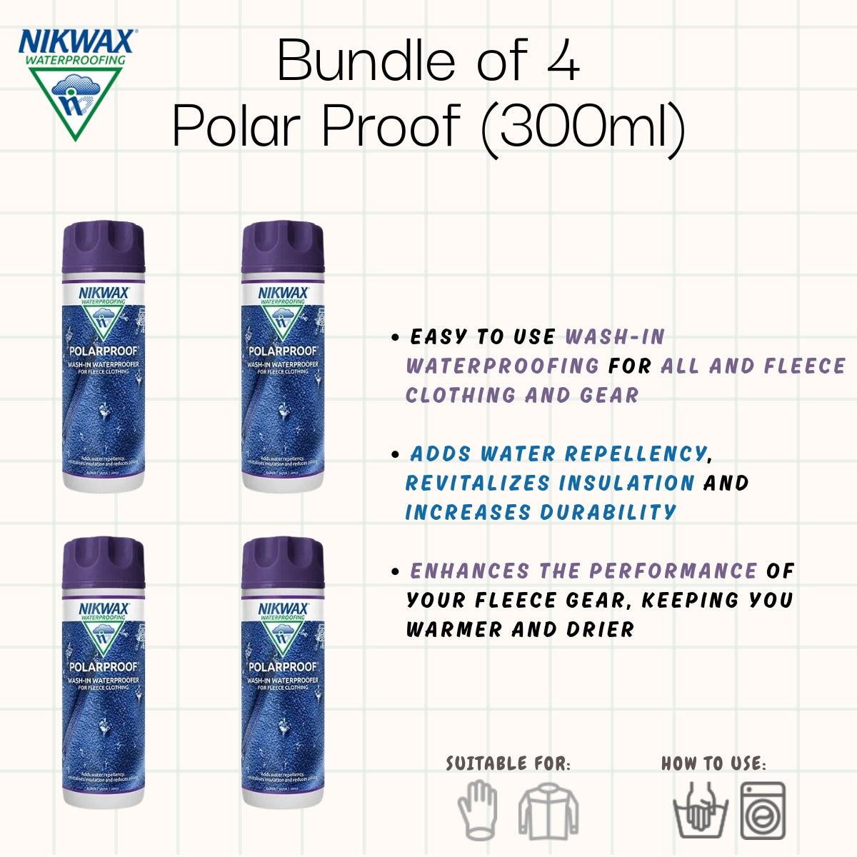 [Bundle of 4] Nikwax Polar Proof 300ml | Waterproof