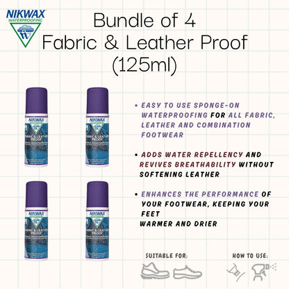 [Bundle of 4] Nikwax Fabric & Leather Proof | Waterproof