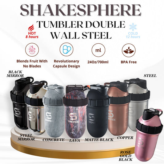 ShakeSphere Tumbler Double Wall Steel 700ml | Protein Shaker Bottle | Gym Bottle