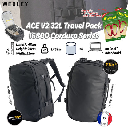 WEXLEY ACE V2 32L Travel Pack 1680D Cordura Series | Travel Backpack | Laptop Backpack