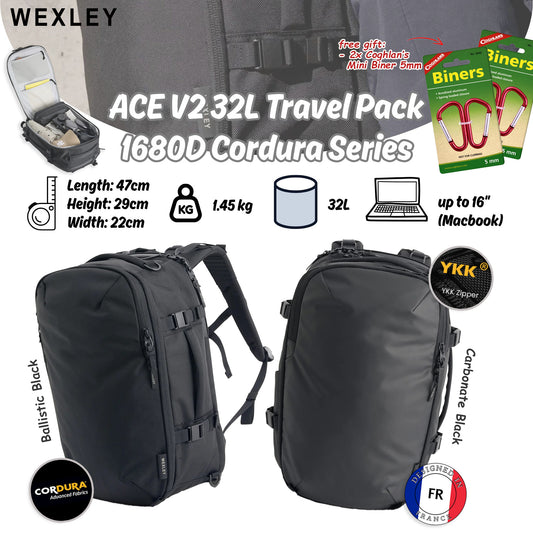 WEXLEY ACE V2 32L Travel Pack 1680D Cordura Series | Travel Backpack | Laptop Backpack