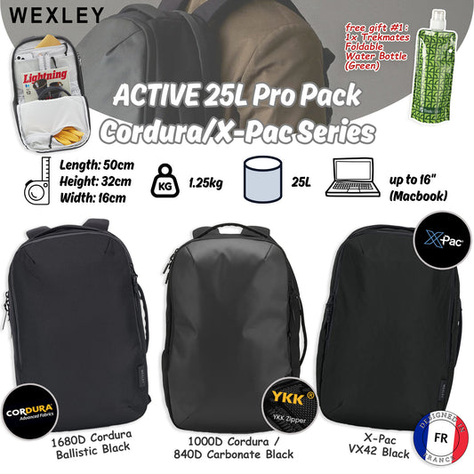 WEXLEY ACTIVE 25L Pro Pack Cordura/X-Pac Series | Travel Backpack | Laptop Backpack