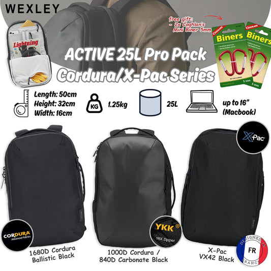 WEXLEY ACTIVE 25L Pro Pack Cordura/X-Pac Series | Travel Backpack | Laptop Backpack