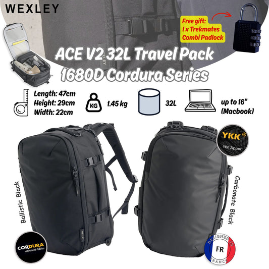WEXLEY ACE V2 32L Travel Pack 1680D Cordura Series | Travel Backpack | Laptop Backpack