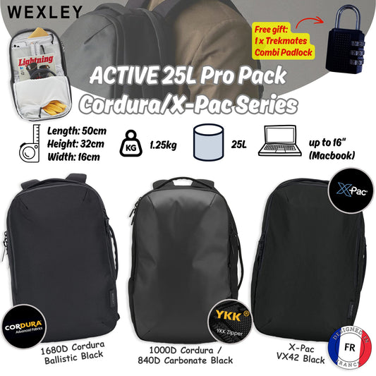 WEXLEY ACTIVE 25L Pro Pack Cordura/X-Pac Series | Travel Backpack | Laptop Backpack