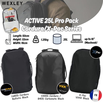 WEXLEY ACTIVE 25L Pro Pack Cordura/X-Pac Series | Travel Backpack | Laptop Backpack