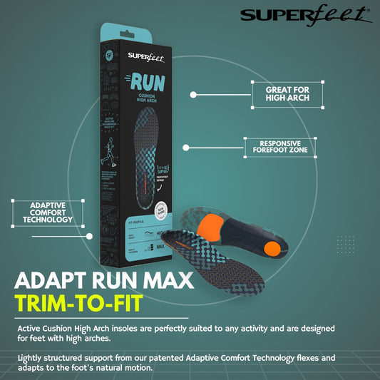 SUPERFEET ADAPT RUN MAX INSOLES (GREAT FOR RUNNING & WALKING SHOES)