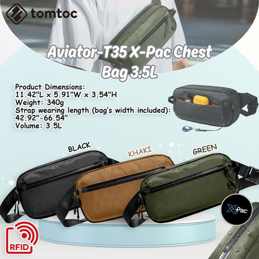 Tomtoc Aviator-T35 X-Pac 3.5L | Chest Bag | Crossbody Bag