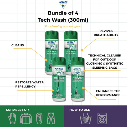 [Bundle of 4] NIKWAX Tech Wash 300ml | Detergent