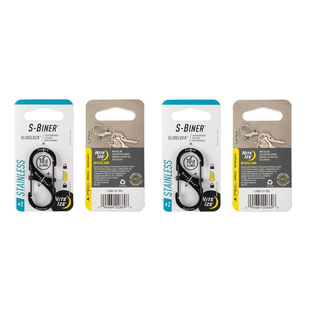 NITE IZE S-BINER SLIDELOCK STAINLESS STEEL #2 [BUNDLE OF 2]