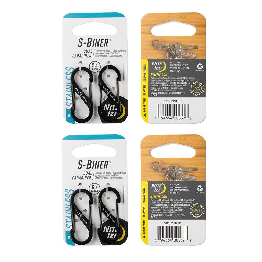 NITE IZE S-BINER STAINLESS STEEL DUAL CARABINER [BUNDLE OF 2]