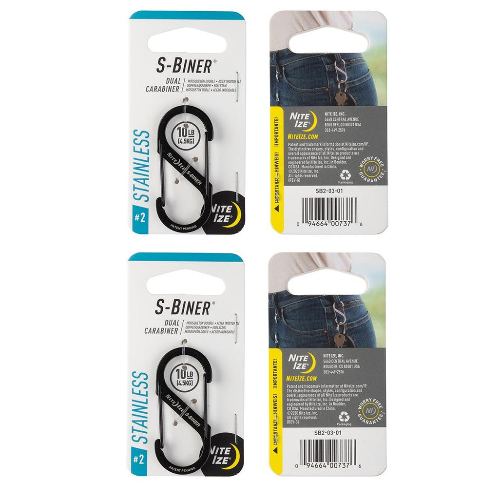 NITE IZE S-BINER STAINLESS STEEL DUAL CARABINER [BUNDLE OF 2]