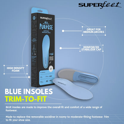 SUPERFEET BLUE INSOLES (TRIM-TO-FIT)(All-Purpose Comfort)