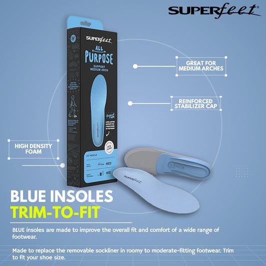 SUPERFEET BLUE INSOLES (TRIM-TO-FIT)(All-Purpose Comfort)